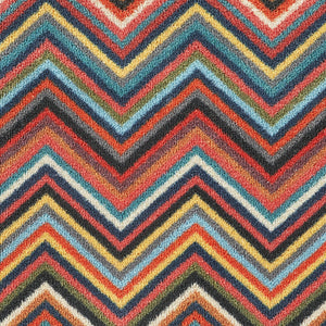 Chevron 1 Multicoloured Runner- a 100% recycled cotton runner featuring multicoloured chevrons arranged horizontally.