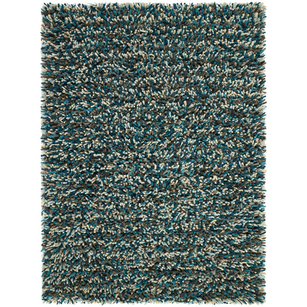 Rocks Shaggy Wool Rug Blue 1