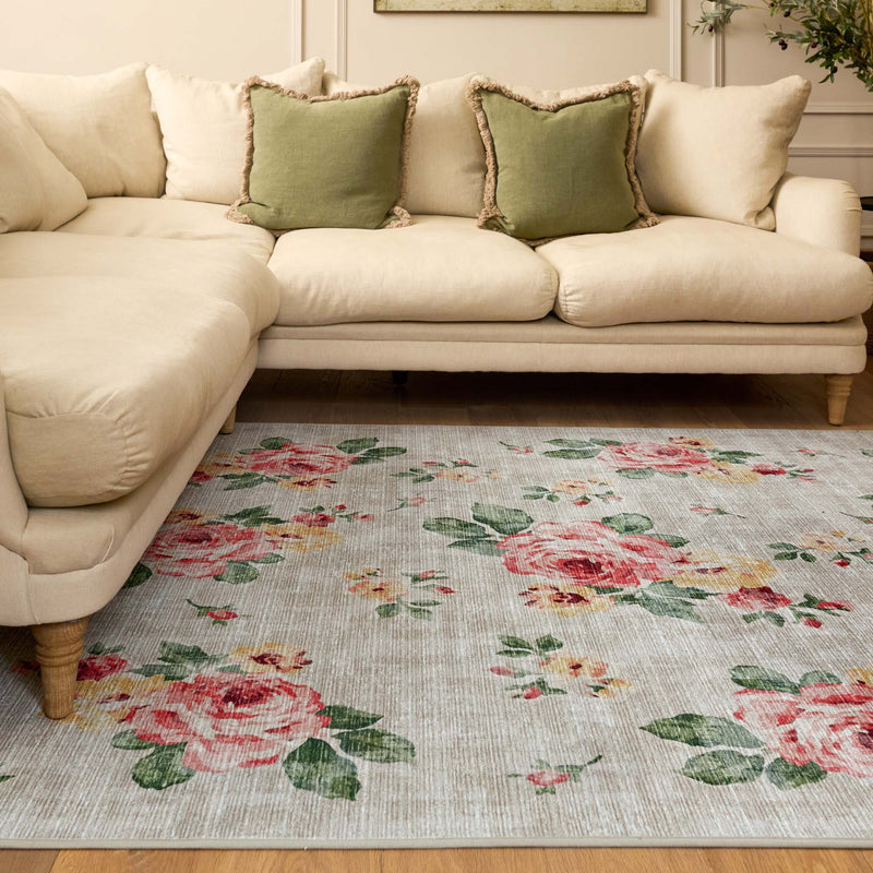 British Botanicals - Vintage Rose Natural Eco‑Washable Rug