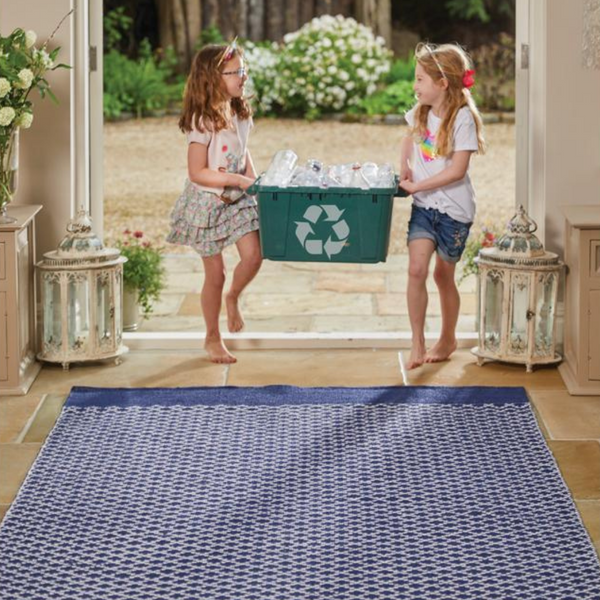 Trellis Rug Navy - Recycled Plastic - Hug at Home