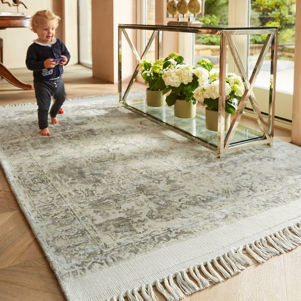 Viscose Rugs - Vintage Fringe Rug Mocha/Oyster