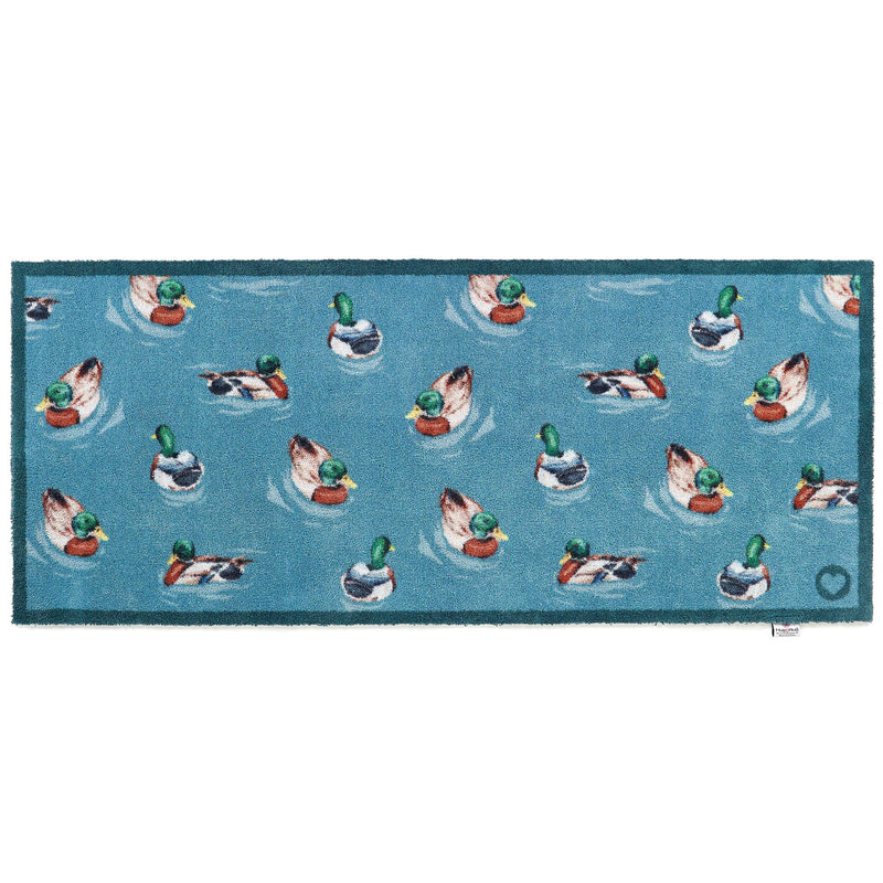 Swimming Ducks Washable Runner made from 100% recycled cotton, featuring swimming ducks. 