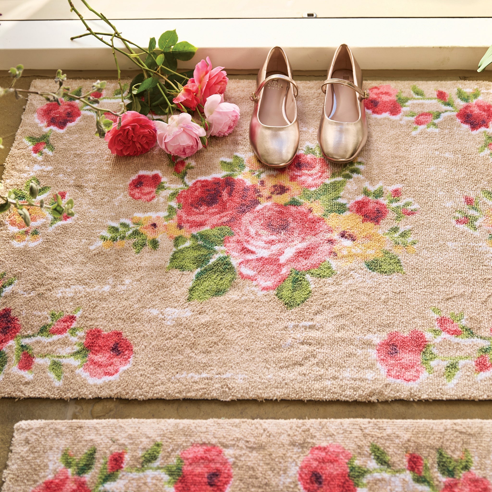 Vintage Rose Washable Doormat - Hug Rug