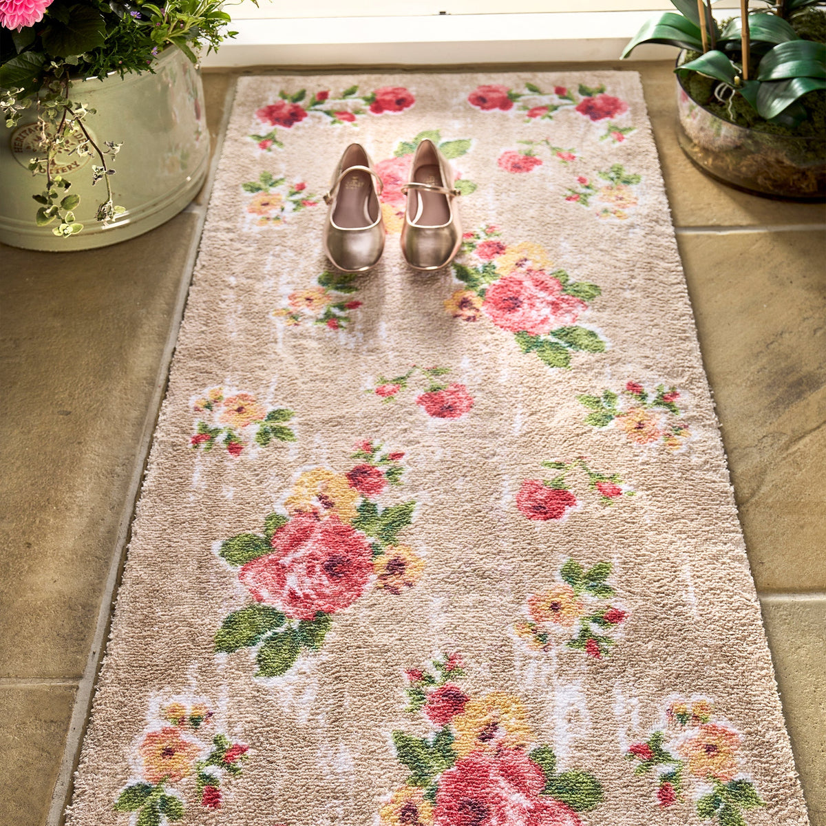 Washable Rug Rose Vintage Rose Washable Runner | Floral Runner | Hug Rug
