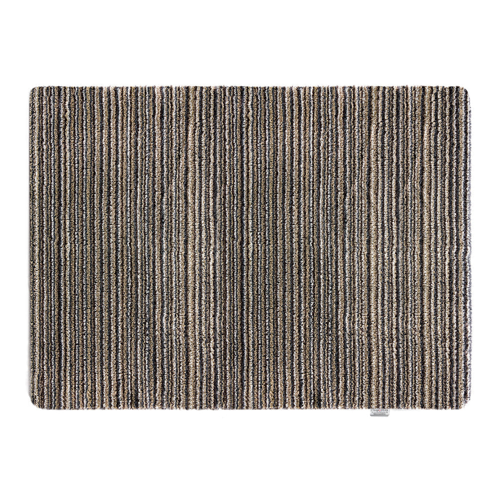 Select New England Stripe Doormat made from 100% recycled materials, featuring a subtle striped pattern. 