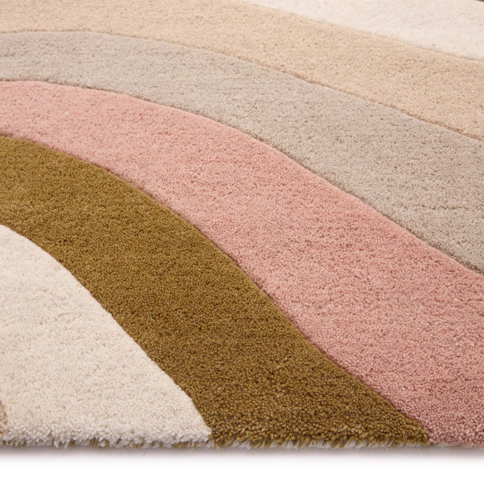 Acasta Blush Rug- 100% wool rug with a wavy design.