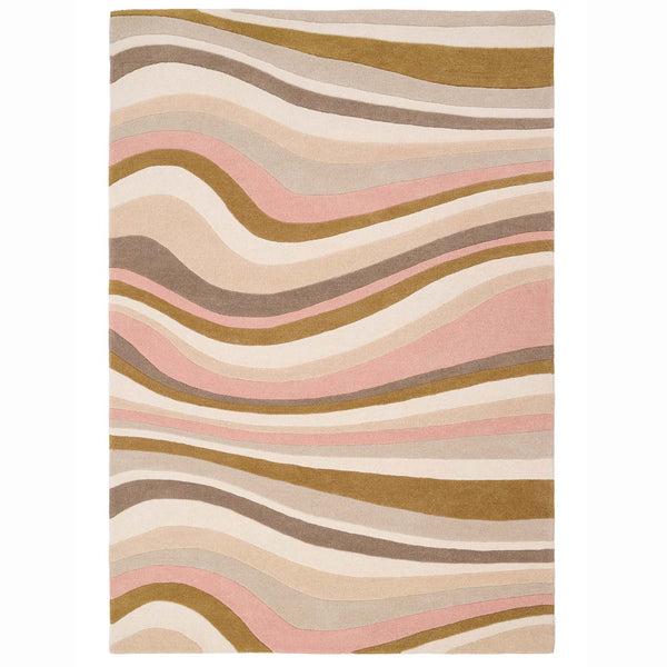 Acasta Blush Rug- 100% wool rug with a wavy design.