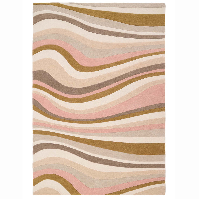 Acasta Blush Rug- 100% wool rug with a wavy design.