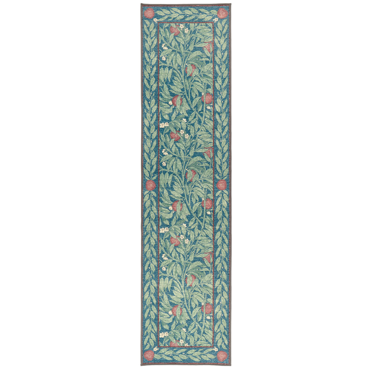Ancient Apple Tree Midnight Eco-Washable Runner with a red apple tree design. 