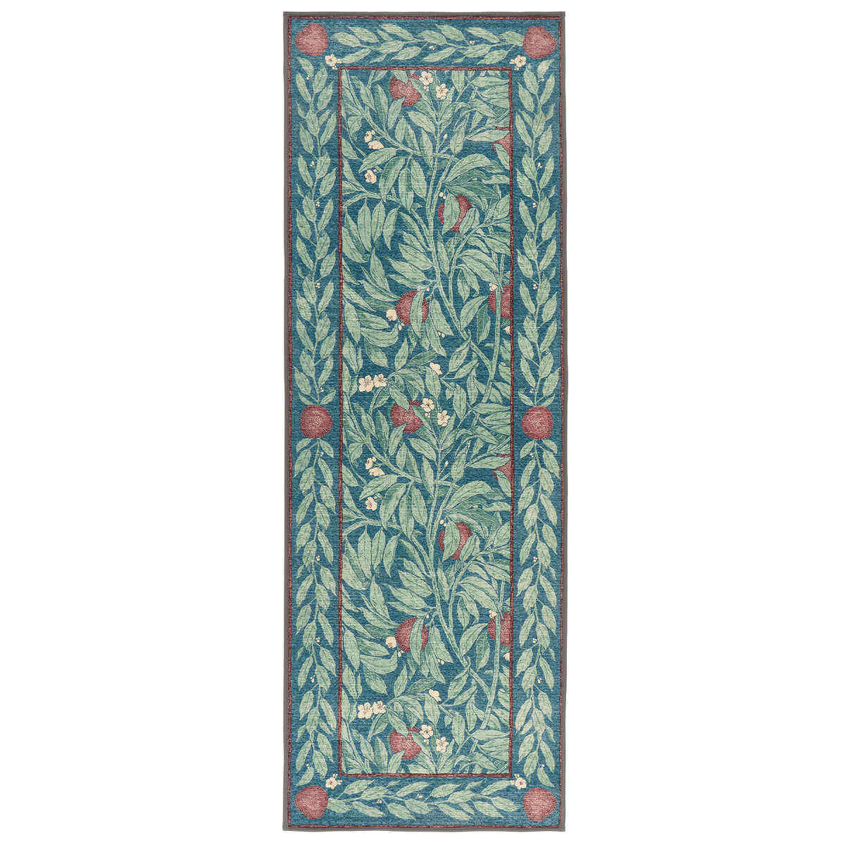 Ancient Apple Tree Midnight Eco-Washable Runner with a red apple tree design. 