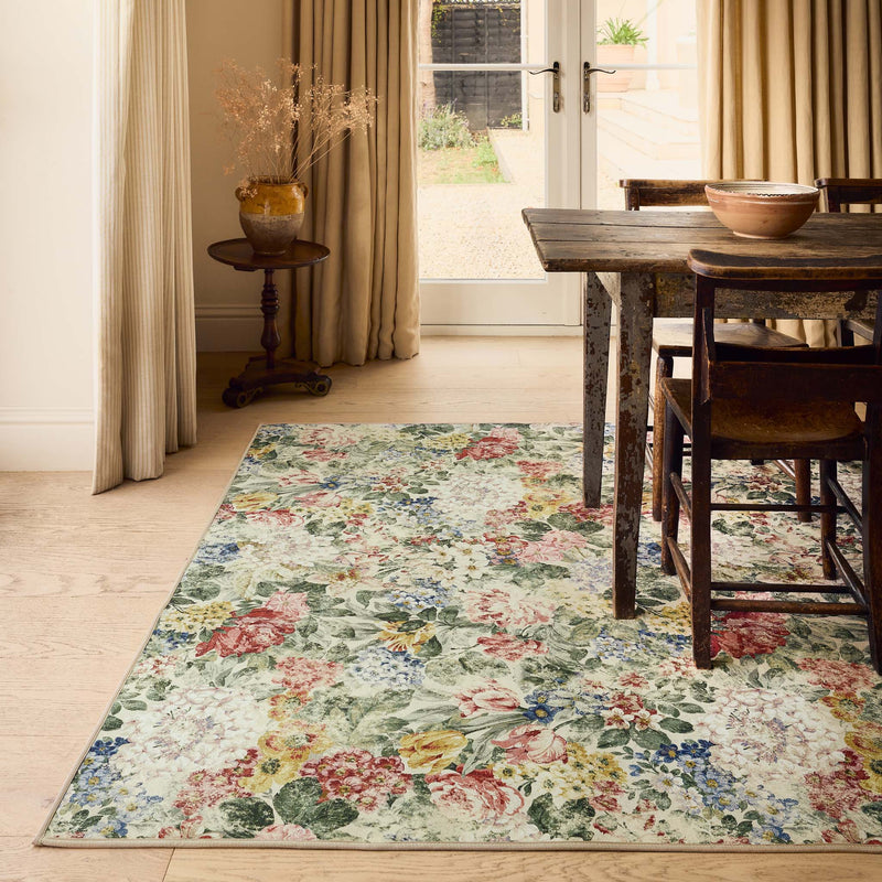 Antique Hydrangea & Rose Chintz Eco-Washable Rug