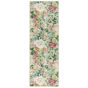Antique Hydrangea & Rose Eco-Washable Runner with a floral design 