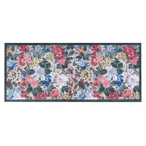 Antique Hydrangea & Rose Chintz Washable Runner with a floral design.