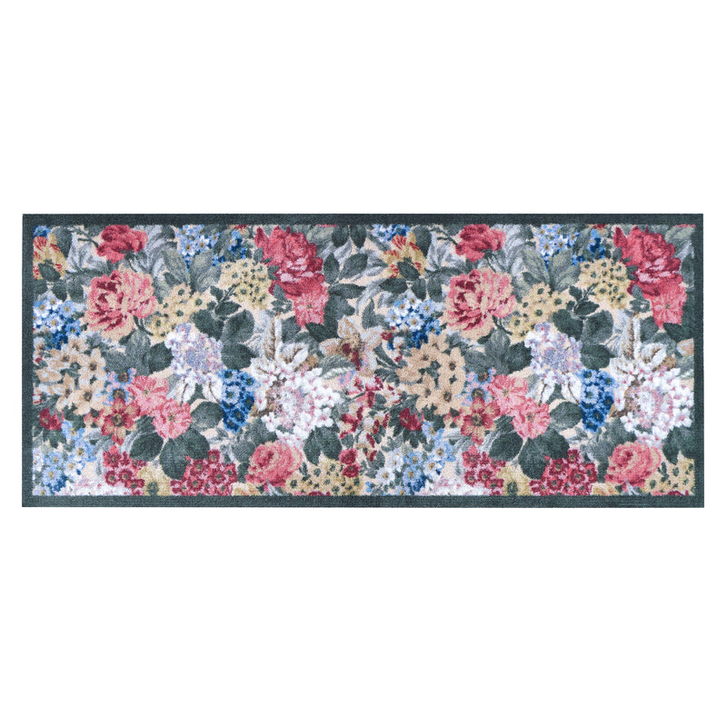 Antique Hydrangea & Rose Chintz Washable Runner with a floral design.