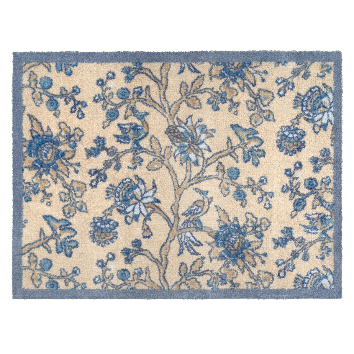 Azalea Walk Wedgwood Washable Doormat with a blue floral design.