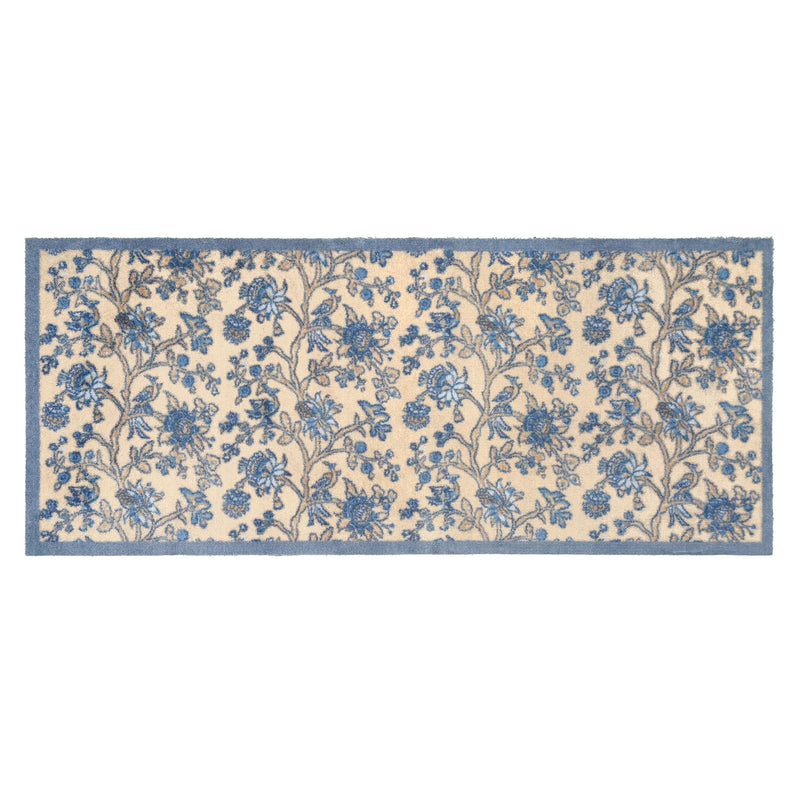 Azalea Walk Wedgwood Washable Runner with a blue floral pattern.