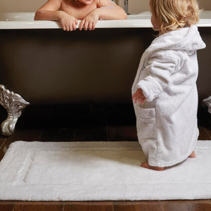 Bamboo Border White Bathmat