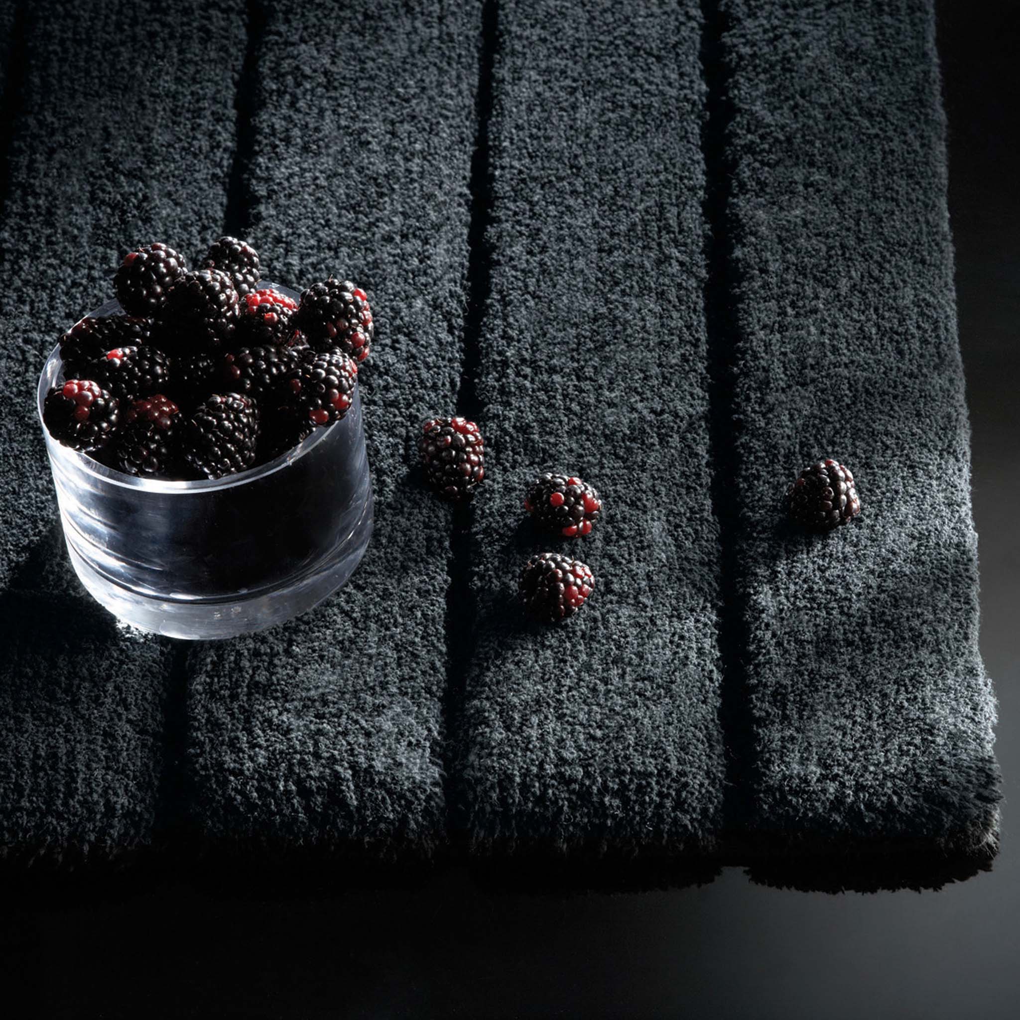 Bamboo Graphite Stripe Bath Mat - 100% bamboo bath mat featuring a dark grey carved stripe pattern.