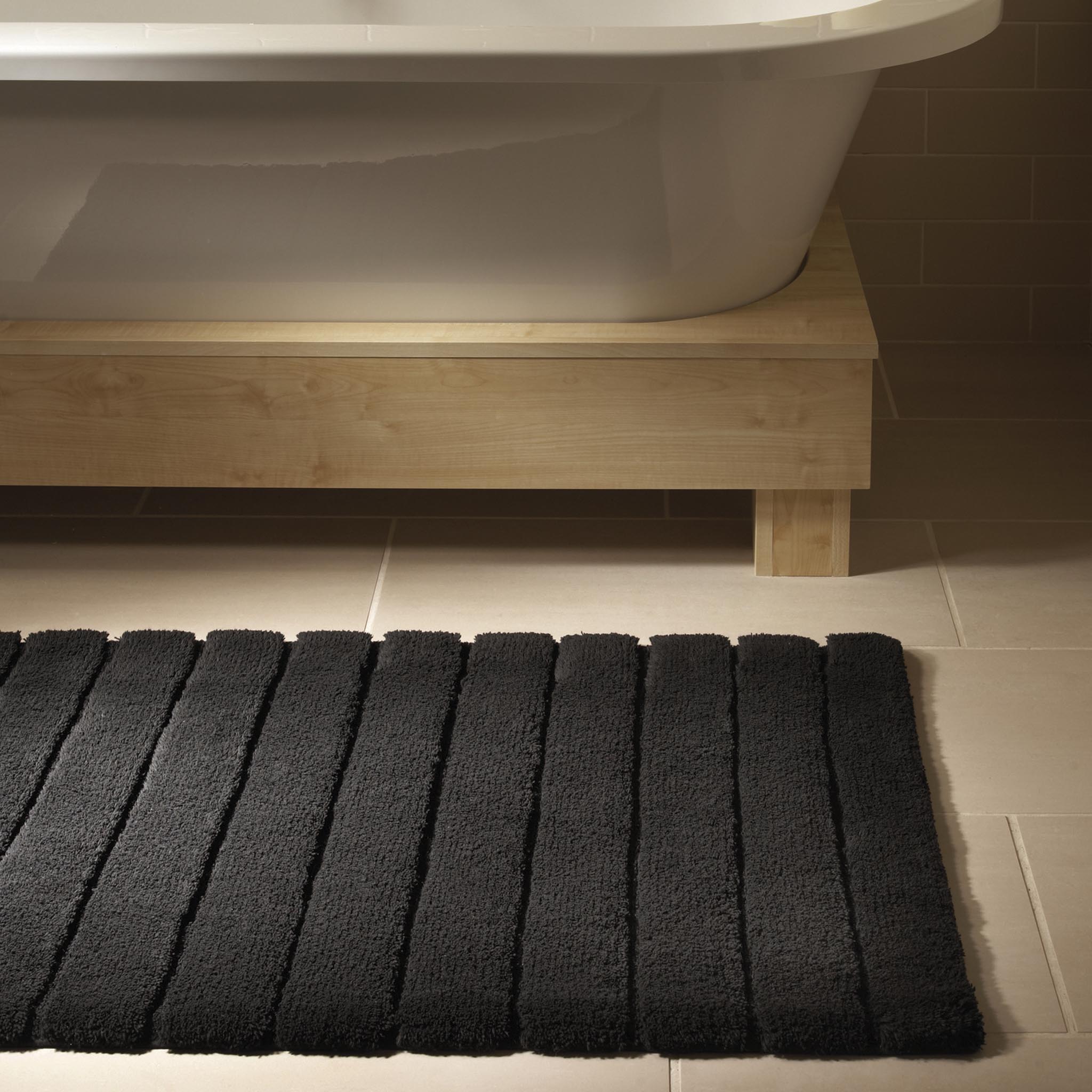 Bamboo Stripe Graphite Bathmat