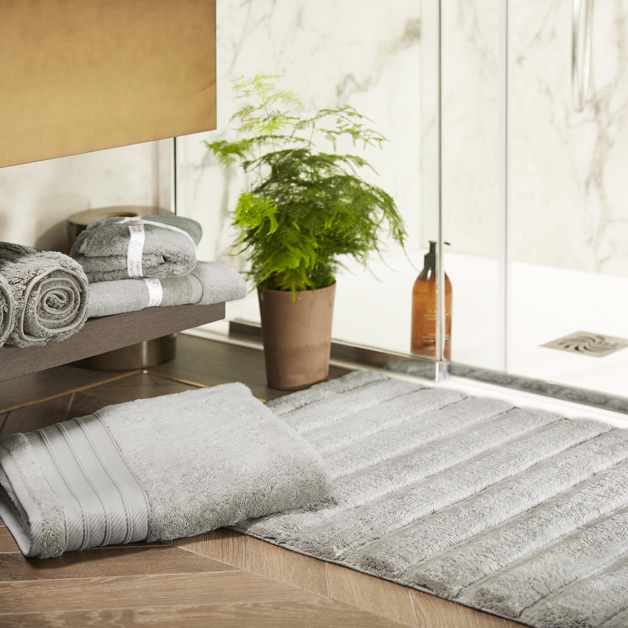 Bamboo Stripe Grey Bathmat