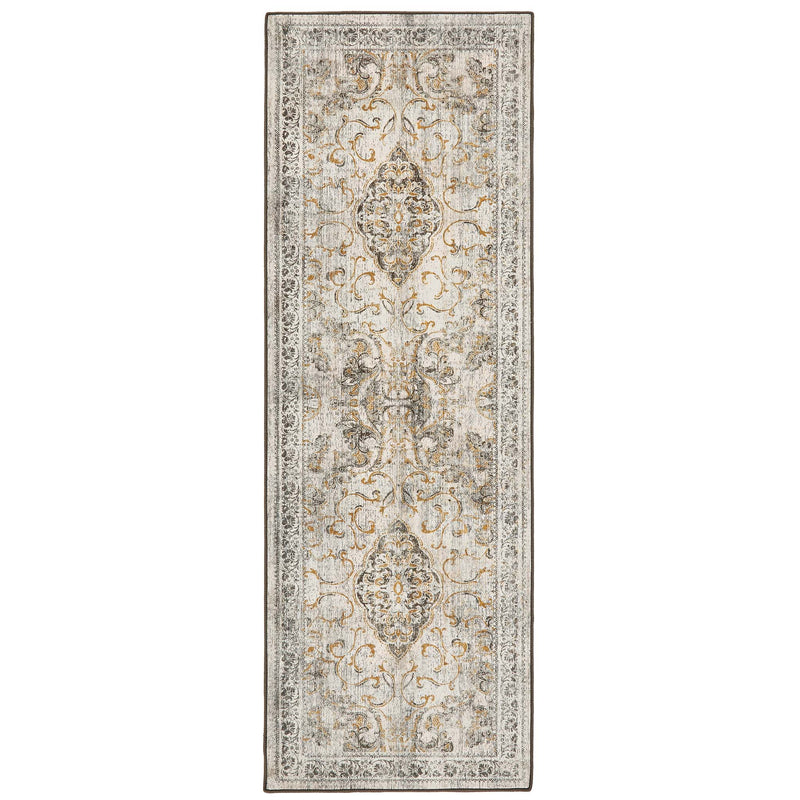 Baroque Eco‑Washable Runner with a textured ornate pattern.