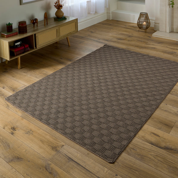 Sculptured Washable Basketweave Rug Mink