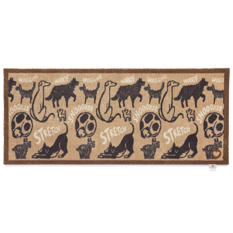 Overhead of Hug Rug beige battersea dogs washable runner