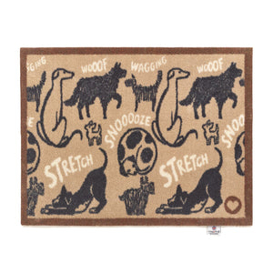 Overhead of Hug Rug beige battersea dogs washable doormat