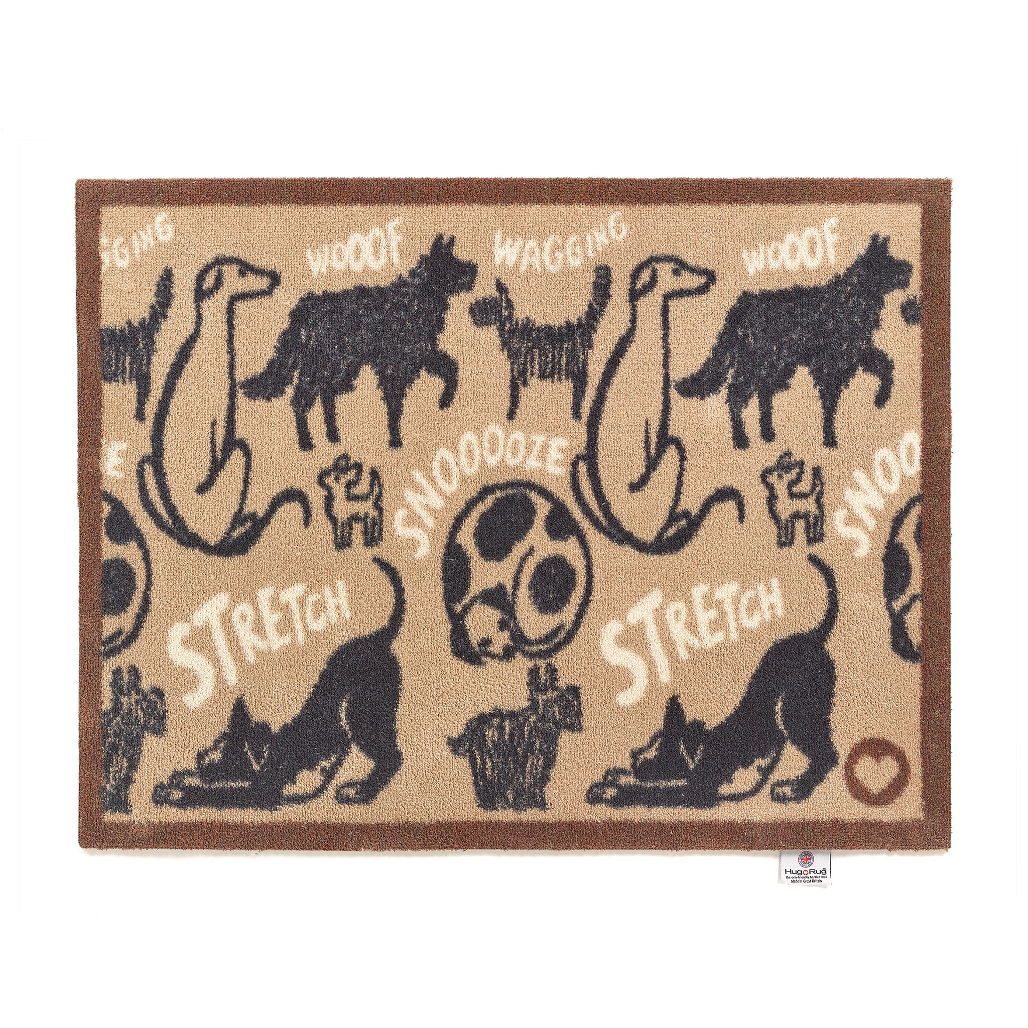 Overhead of Hug Rug beige battersea dogs washable doormat