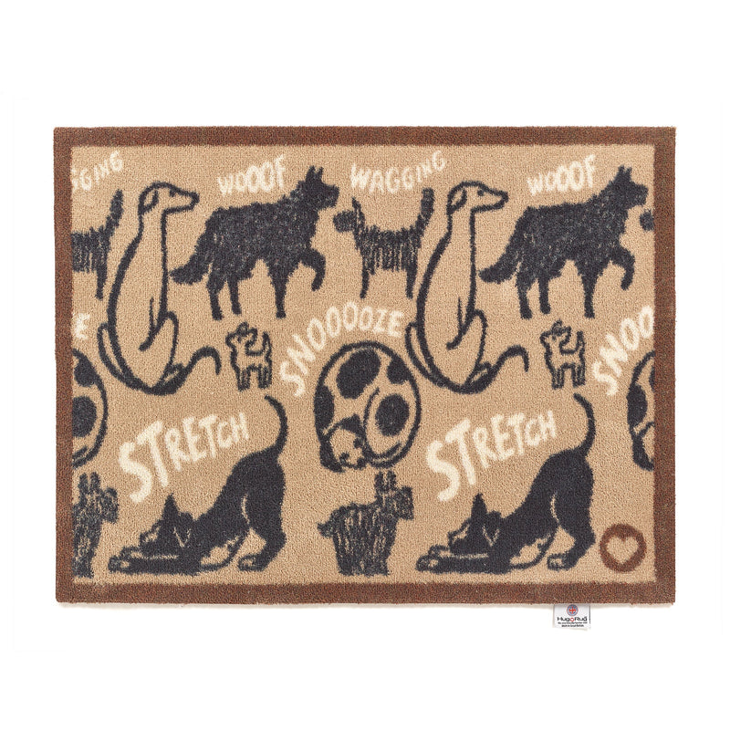 Overhead of Hug Rug beige battersea dogs washable doormat
