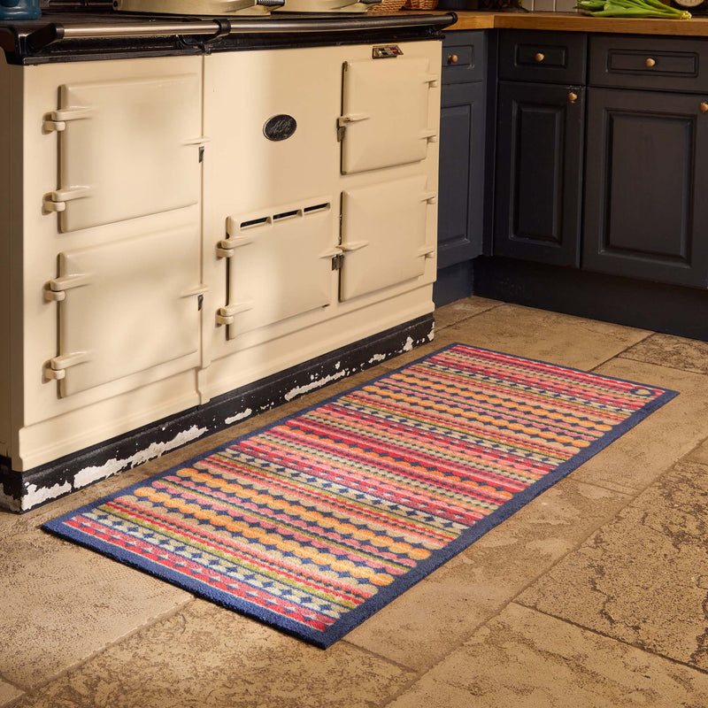 Beady Stripe Multi Washable Runner in a contempoary design, styled in a kitchen.