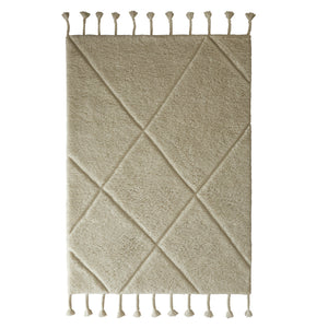 Berber Diamond rug- 100% shaggy wool rug in Ivory with a geometric design. 