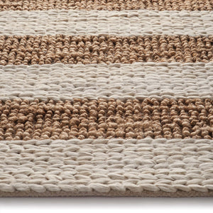 Close-up of Bondi Jute Stripe Cream\Natural Rug with a stripe design.