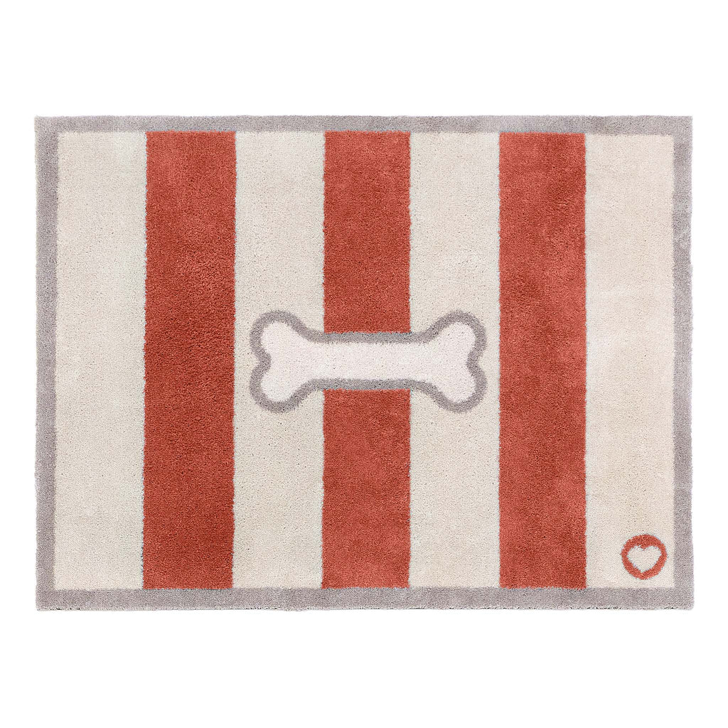 Bone Stripe Rust- 100% recycled cotton doormat featuring a striped pattern with a bone in the centre.