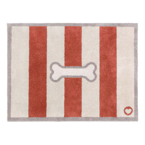 Bone Stripe Rust- 100% recycled cotton doormat featuring a striped pattern with a bone in the centre.