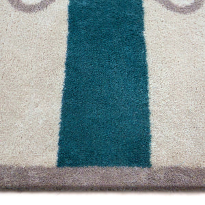 Bone Stripe Teal Doormat- 100% recycled cotton doormat featuring a striped pattern with a bone in the centre.