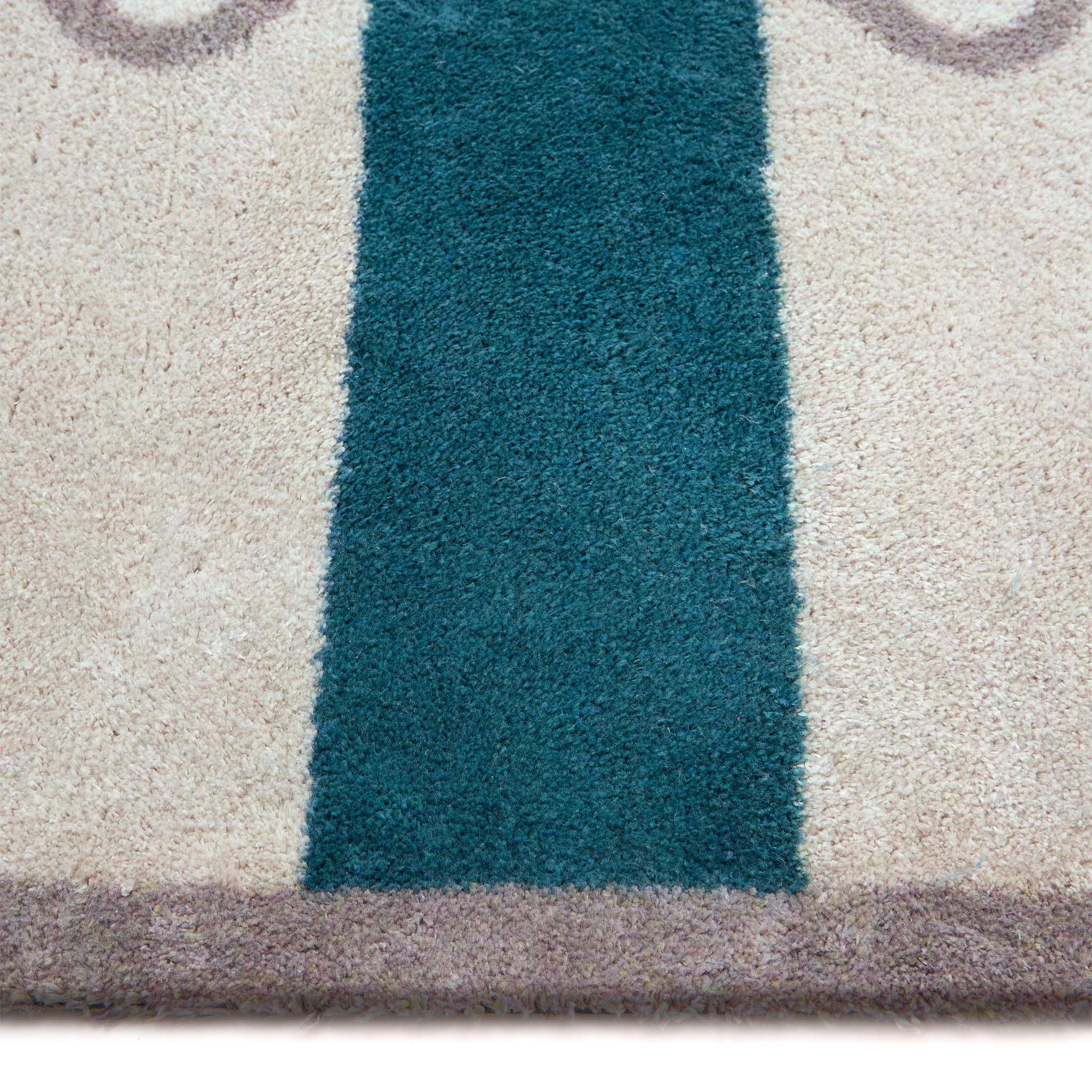 Bone Stripe Teal Doormat- 100% recycled cotton doormat featuring a striped pattern with a bone in the centre.
