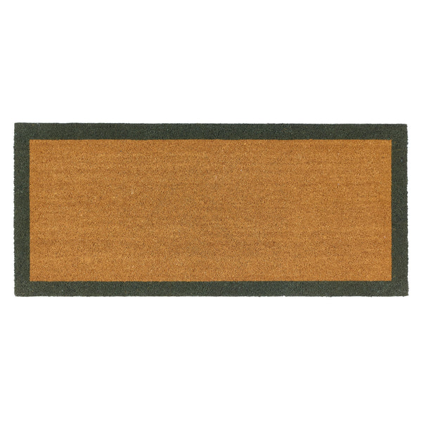 Printed Coir Border Green Runner made from natural coconut husk fibres, featuring a green border.