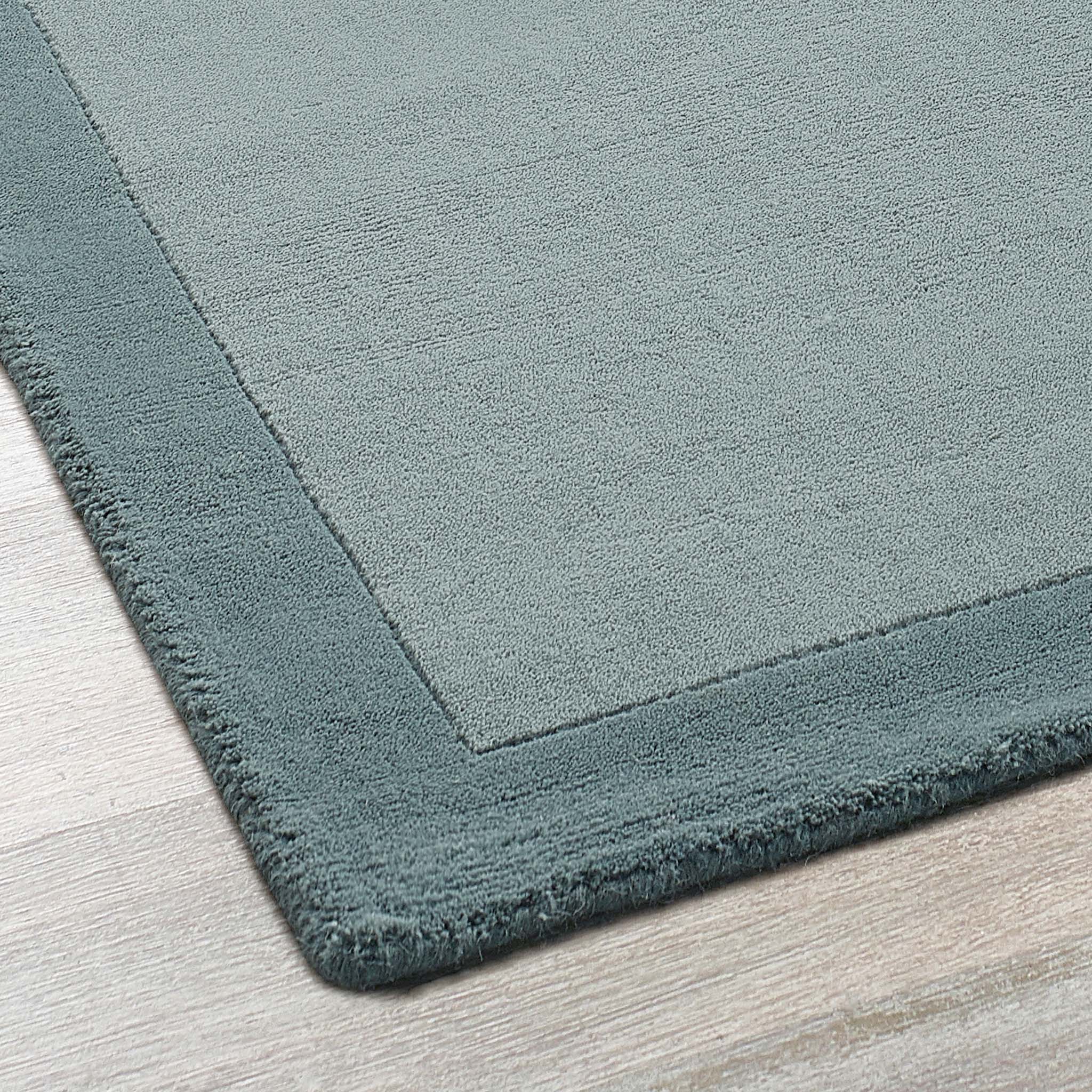 Borders Duck Egg Blue 100% wool runner with a two-tone border design.