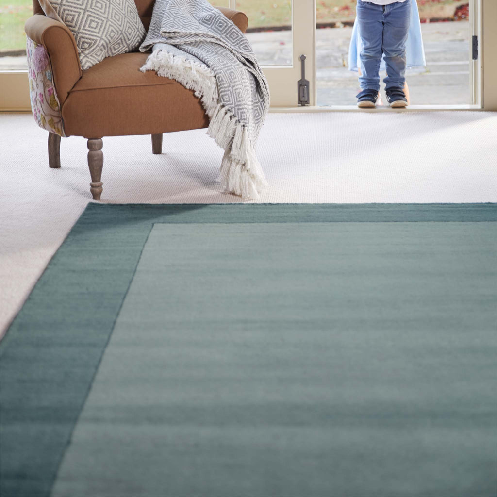 Borders Wool Rug Duck Egg