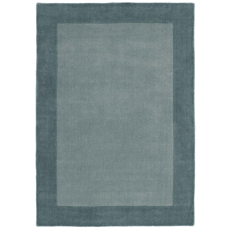 Borders Duck Egg Blue 100% wool rug with a two-tone border design.