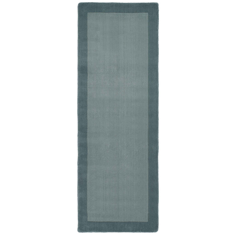 Borders Duck Egg Blue 100% wool runner with a two-tone border design.