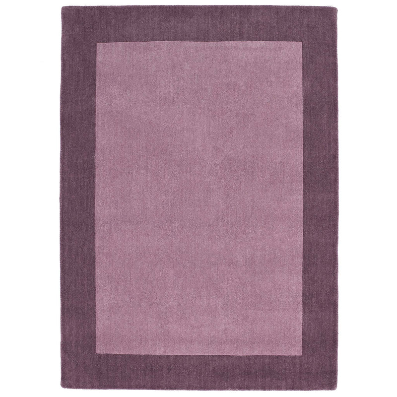 Borders Mauve Pink Purple 100% wool rug with a two-tone border design.