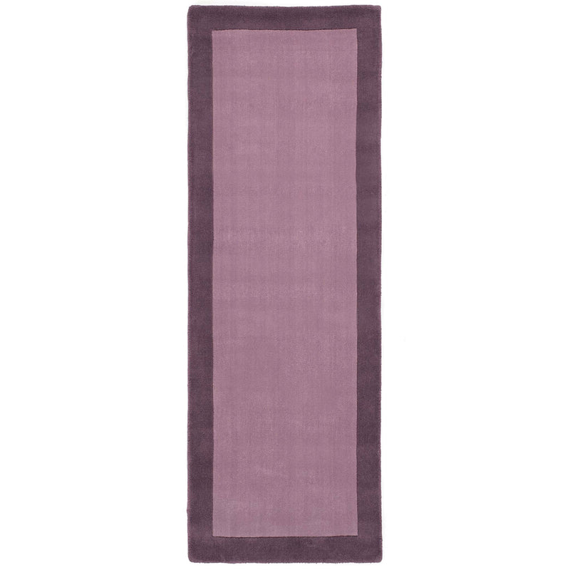 Borders Mauve Purple Pink 100% wool runner with a two-tone border design.