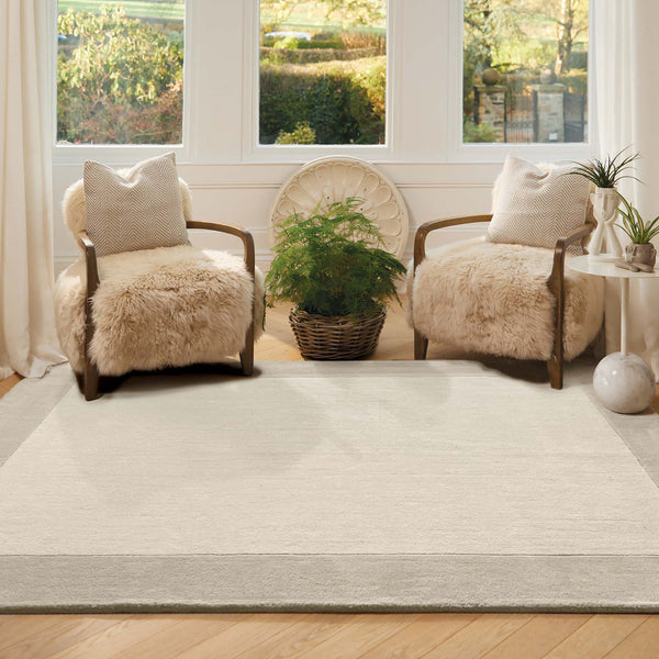 Borders Wool Rug Natural
