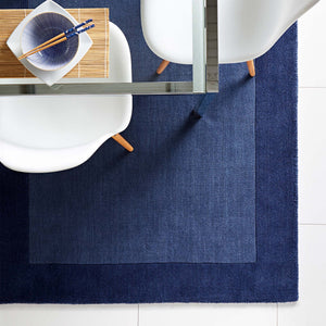 Borders Wool Rug Navy