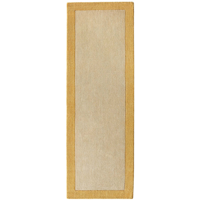 Borders Ochre Yellow 100% wool runner with a two-tone border design.