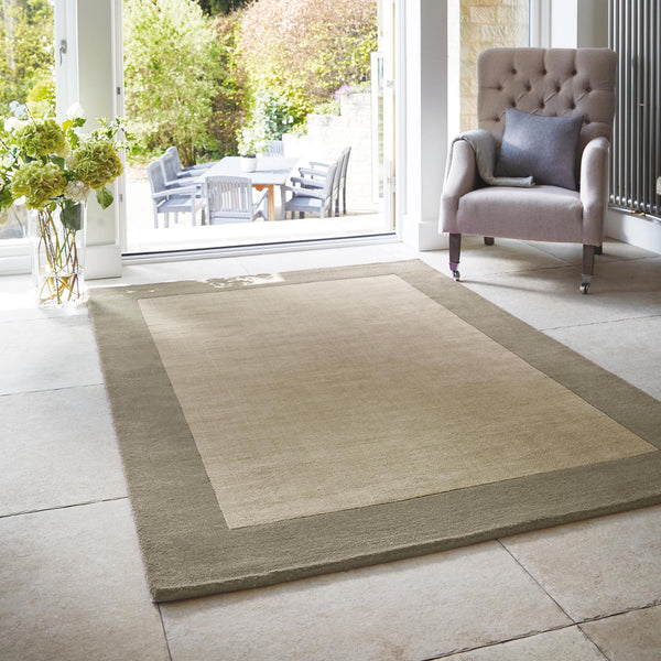 Borders Wool Rug Taupe