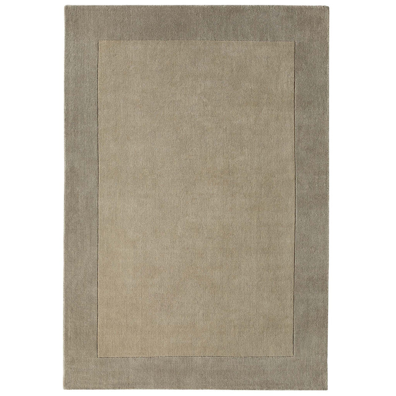 Borders Taupe Brown 100% wool rug with a two-tone border design.