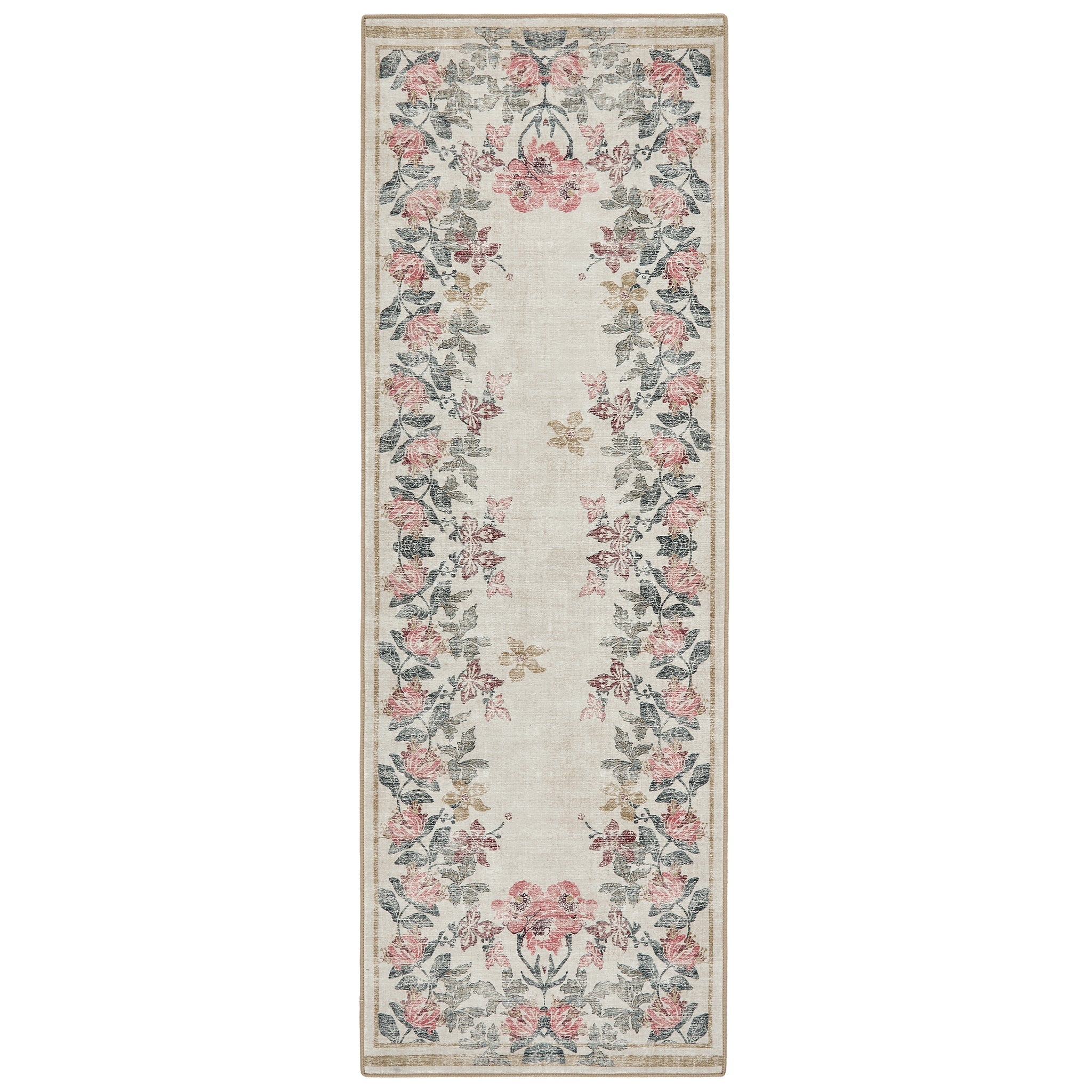 Botanical Border Eco-Washable Runner | Floral Runner | Hug Rug